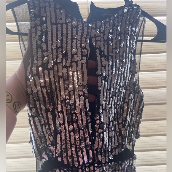 Gianni Bini black mesh peek a boo silver sequin dress - Picture 5 of 6